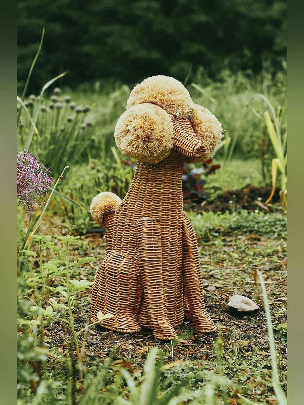 New Anthropologie Poodle Dog Woven Wicker Basket One Size - Picture 4 of 8